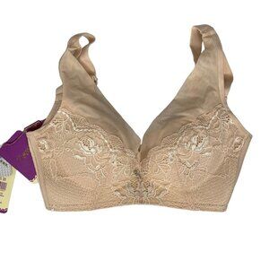 Zixiu Bra Size 32B Beige New Lace Overlay Wireless